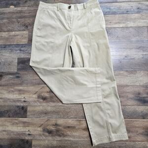 New Ann Taylor Tan Chino Pants Classic Cotton Twill High Rise Cropped 14 Khaki